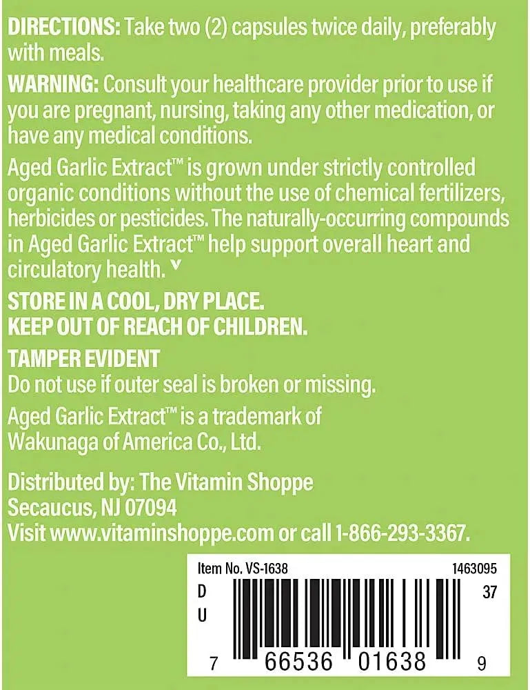 THE VITAMIN SHOPPE - The Vitamin Shoppe Odorless Aged Garlic Extract 600Mg. 200 Capsulas - The Red Vitamin MX - Suplementos Alimenticios - {{ shop.shopifyCountryName }}