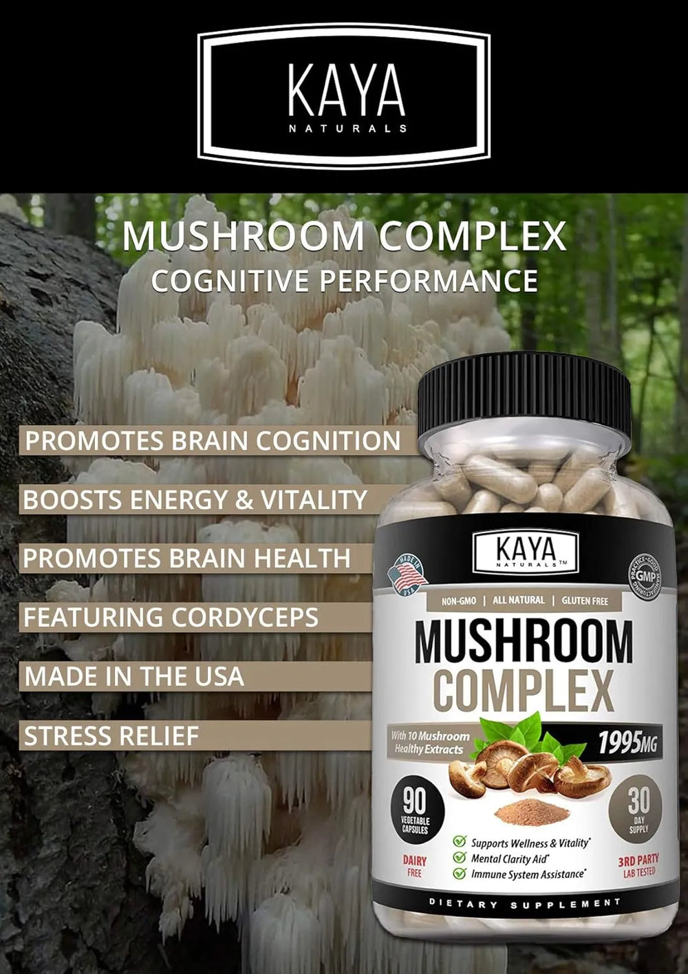 KAYA NATURALS - Kaya Naturals Mushroom Complex 90 Capsulas - The Red Vitamin MX - Suplementos Alimenticios - {{ shop.shopifyCountryName }}