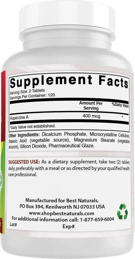 BEST NATURALS - Best Naturals Huperzine A 400mcg 240 Tabletas - The Red Vitamin MX - Suplementos Alimenticios - {{ shop.shopifyCountryName }}