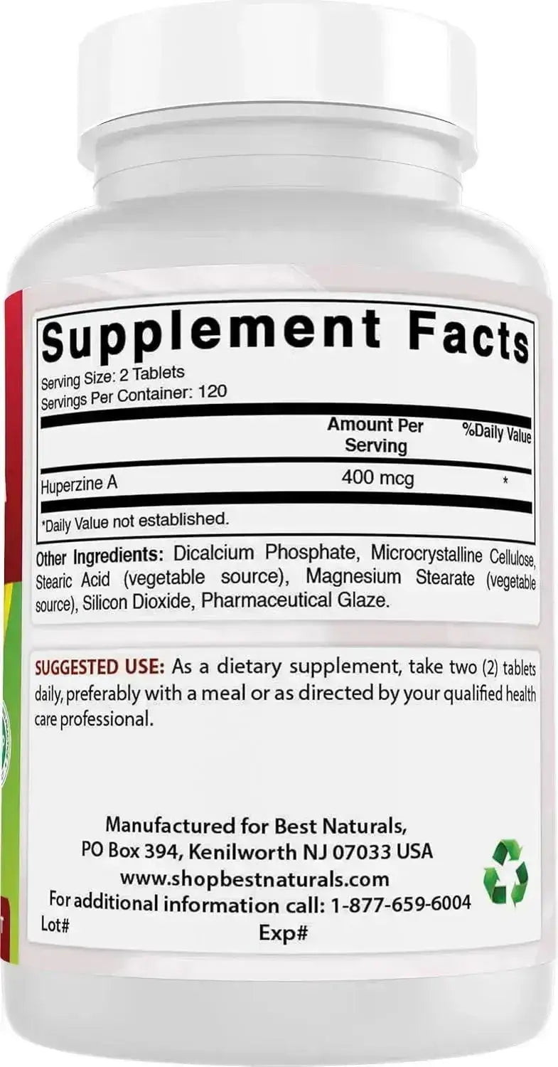 BEST NATURALS - Best Naturals Huperzine A 400mcg 240 Tabletas - The Red Vitamin MX - Suplementos Alimenticios - {{ shop.shopifyCountryName }}