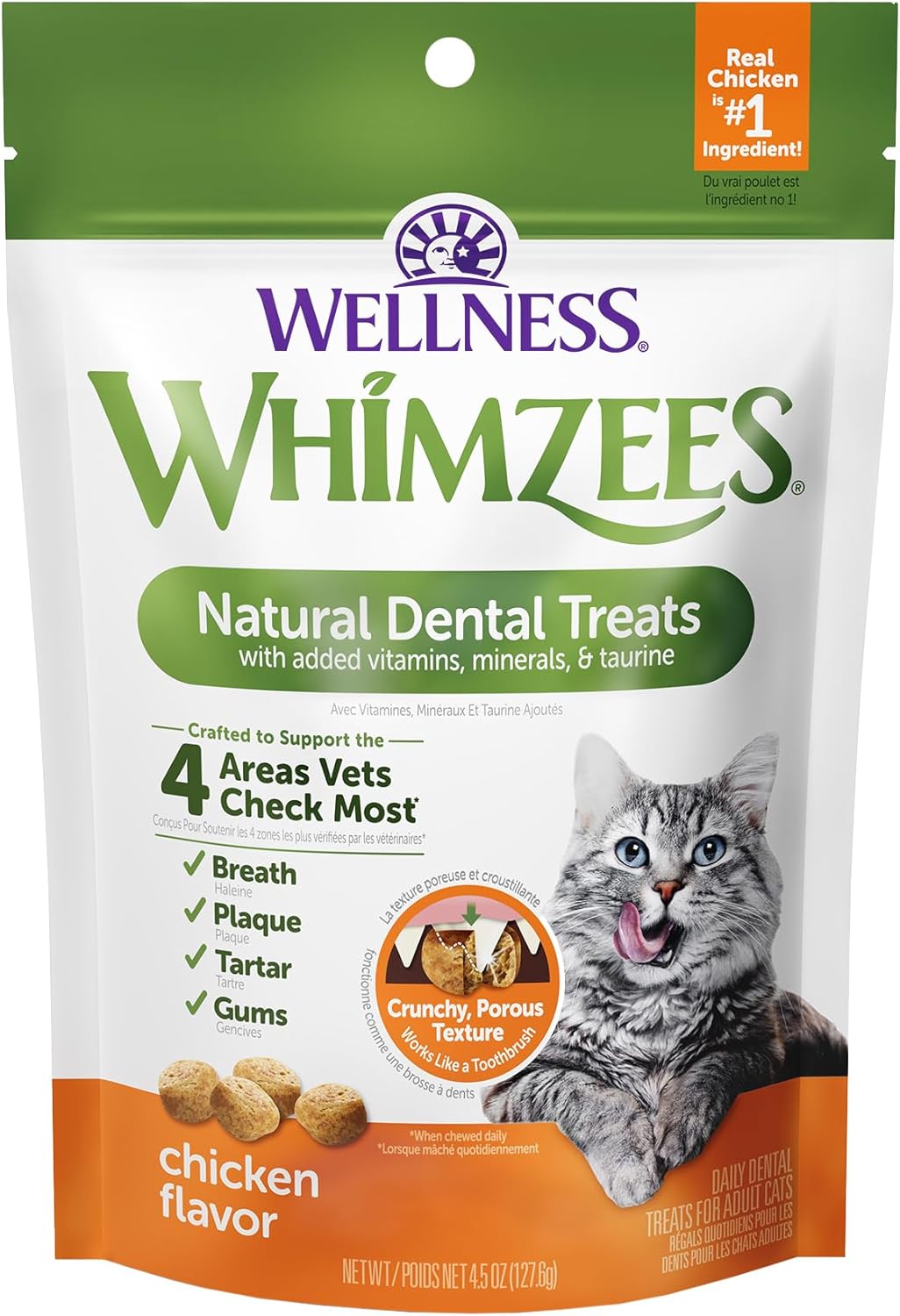 WHIMZEES Wellness Cat Dental Treats Natural Chews Chicken Flavor 127Gr.