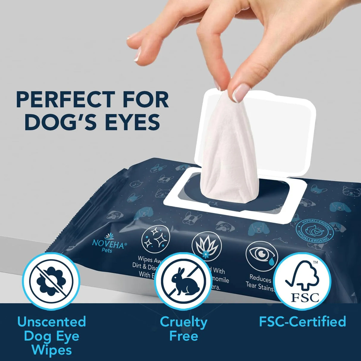 NOVEHA - NOVEHA Dog Eye Wipes Unscented 100 Toallitas - The Red Vitamin MX - Cuidado De Los Ojos De Los Perros - {{ shop.shopifyCountryName }}