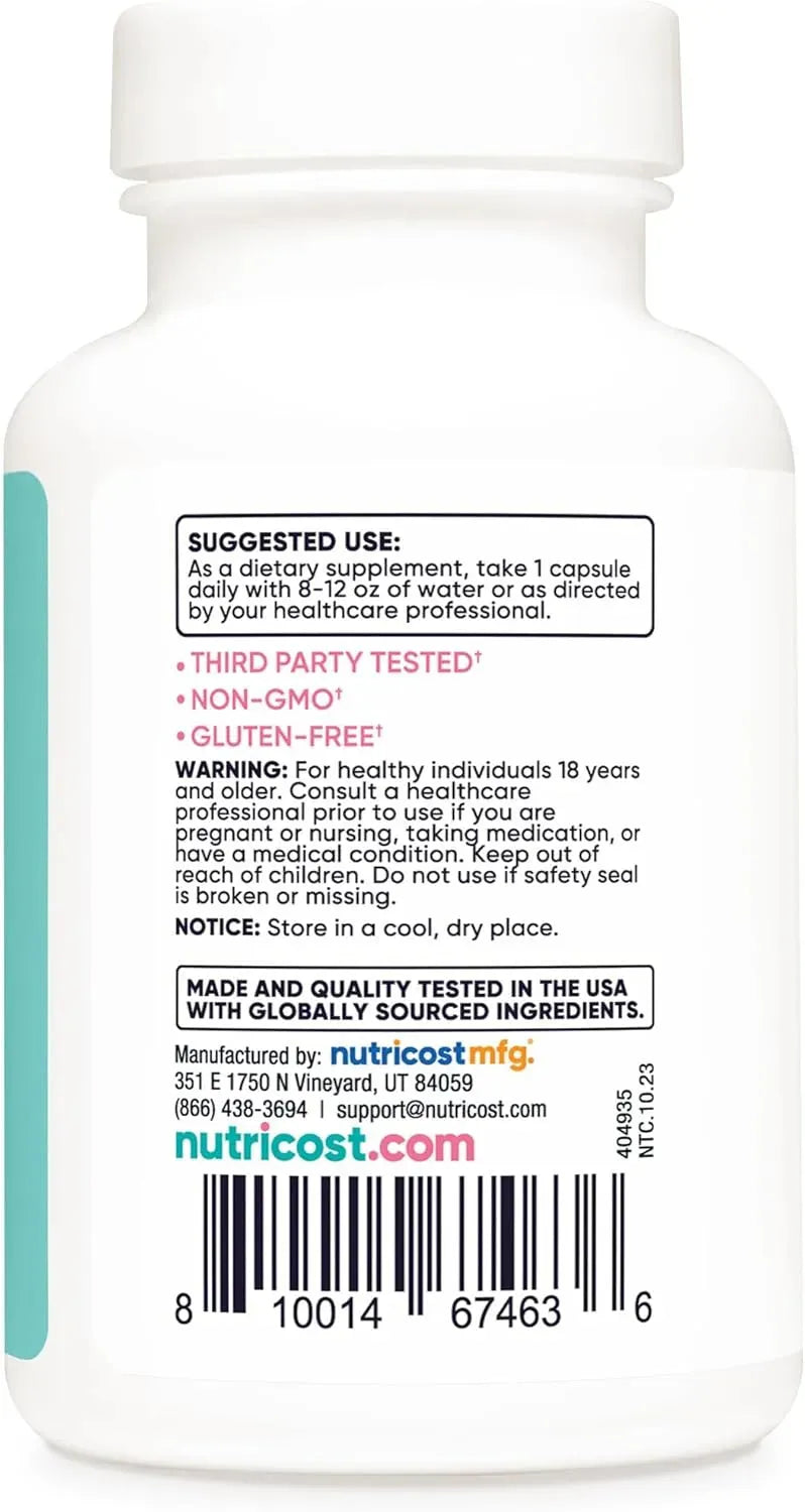 NUTRICOST - Nutricost Folic Acid for Women 1200mcg 120 Capsulas - The Red Vitamin MX - Suplementos Alimenticios - {{ shop.shopifyCountryName }}