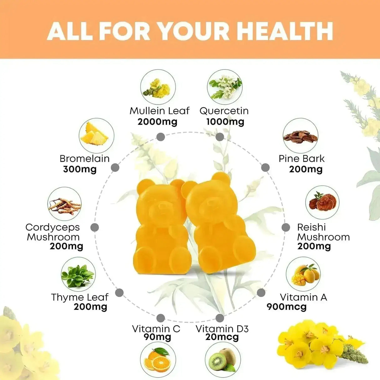 ZETELIXIA - Zetelixia 10 in 1 Mullein Gummies for Clear Lungs 2000Mg. 60 Gomitas 2 Pack - The Red Vitamin MX - Suplementos Alimenticios - {{ shop.shopifyCountryName }}