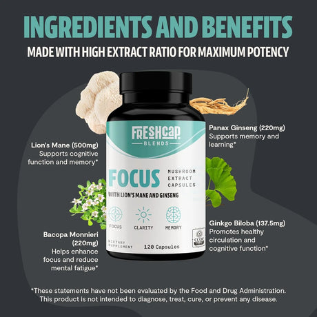 FRESHCAP - FreshCap 4-in-1 Focus with Lions Mane Extract and Ginseng 120 Capsulas - The Red Vitamin MX - Suplementos Alimenticios - {{ shop.shopifyCountryName }}