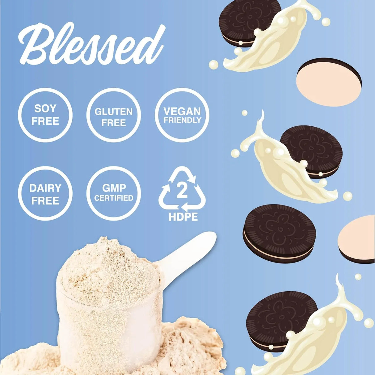 BLESSED - Blessed Vegan Protein Powder 23g of Pea Protein Cookies & Cream 1.06 Kg. - The Red Vitamin MX - Suplementos Alimenticios - {{ shop.shopifyCountryName }}