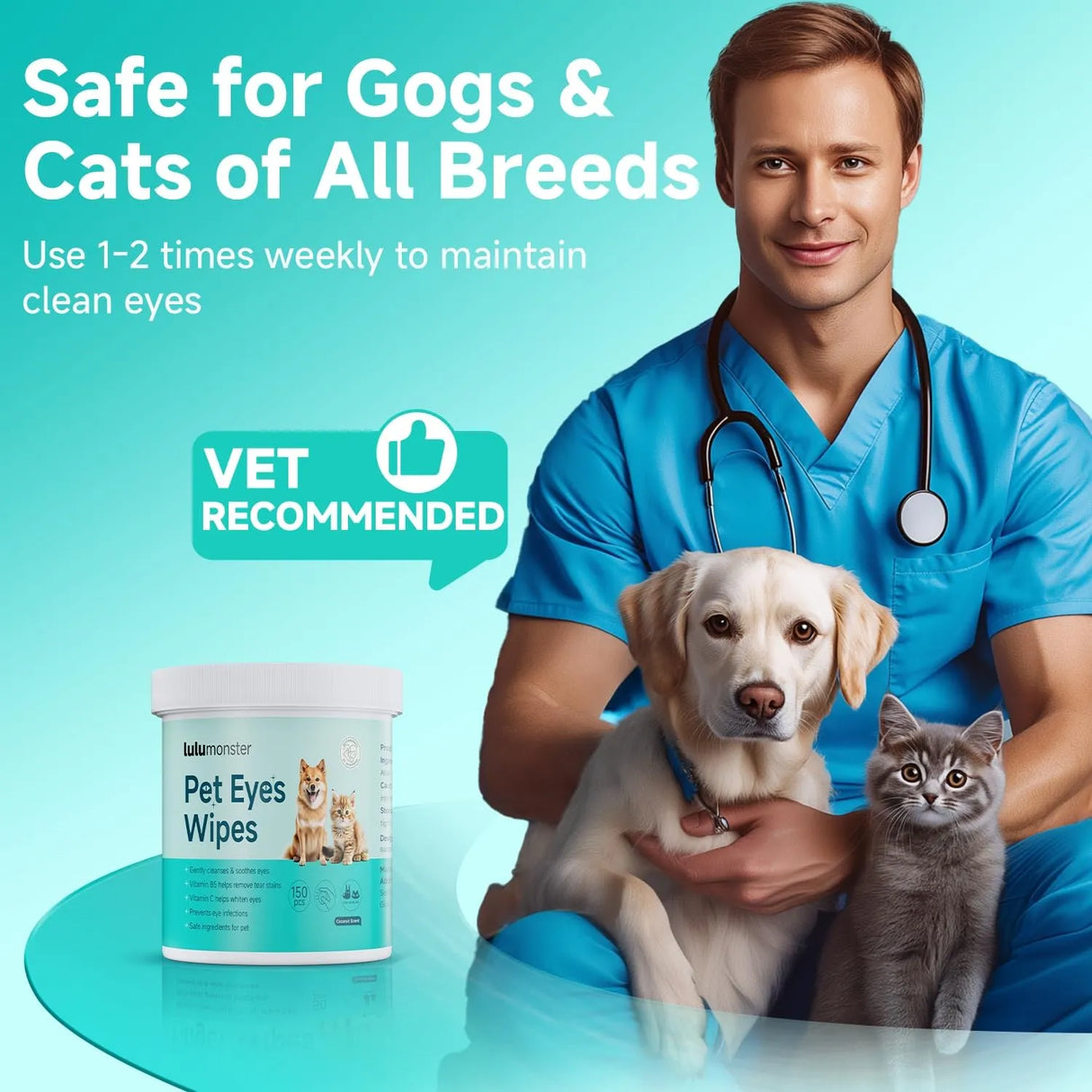 LULUMONSTER - LULUMONSTER Pet Eyes Wipes for Dogs & Cats 150 Toallitas - The Red Vitamin MX - Cuidado De Los Ojos De Los Perros - {{ shop.shopifyCountryName }}