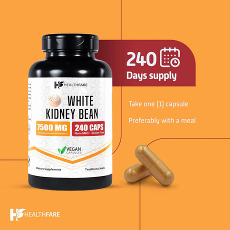 HEALTHFARE - Healthfare White Kidney Bean Extract 7500Mg. 240 Capsulas - The Red Vitamin MX - Suplementos Alimenticios - {{ shop.shopifyCountryName }}