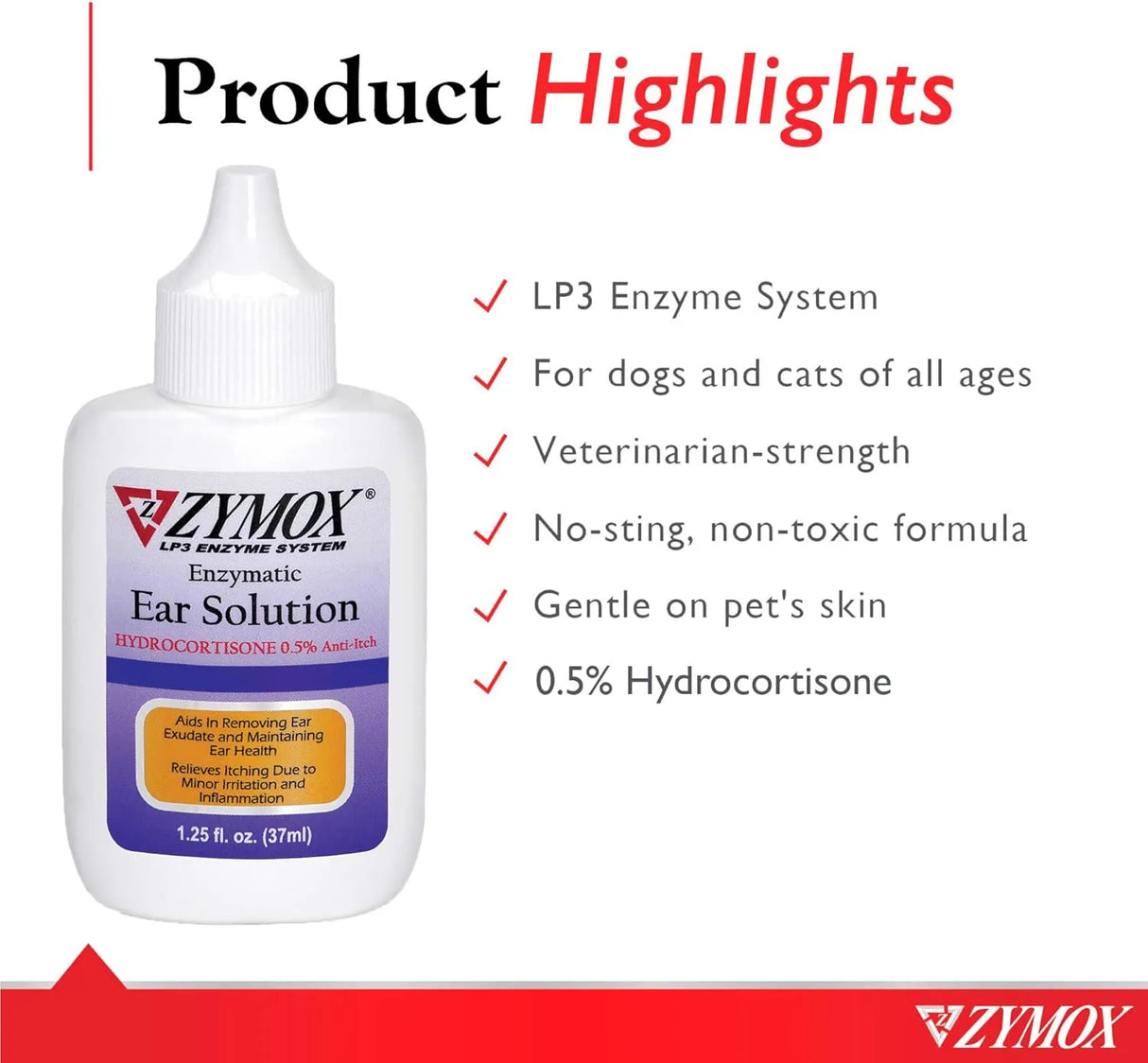 ZYMOX - ZYMOX Enzymatic Ear Solution 37Ml. - The Red Vitamin MX - Cuidado Del Oído De Perros - {{ shop.shopifyCountryName }}