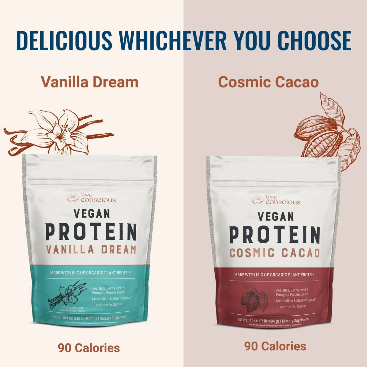 LIVE CONSCIOUS - Live Conscious Vegan Pea Protein Powder Vanilla Dream Flavor 520Gr. - The Red Vitamin MX - Suplementos Alimenticios - {{ shop.shopifyCountryName }}
