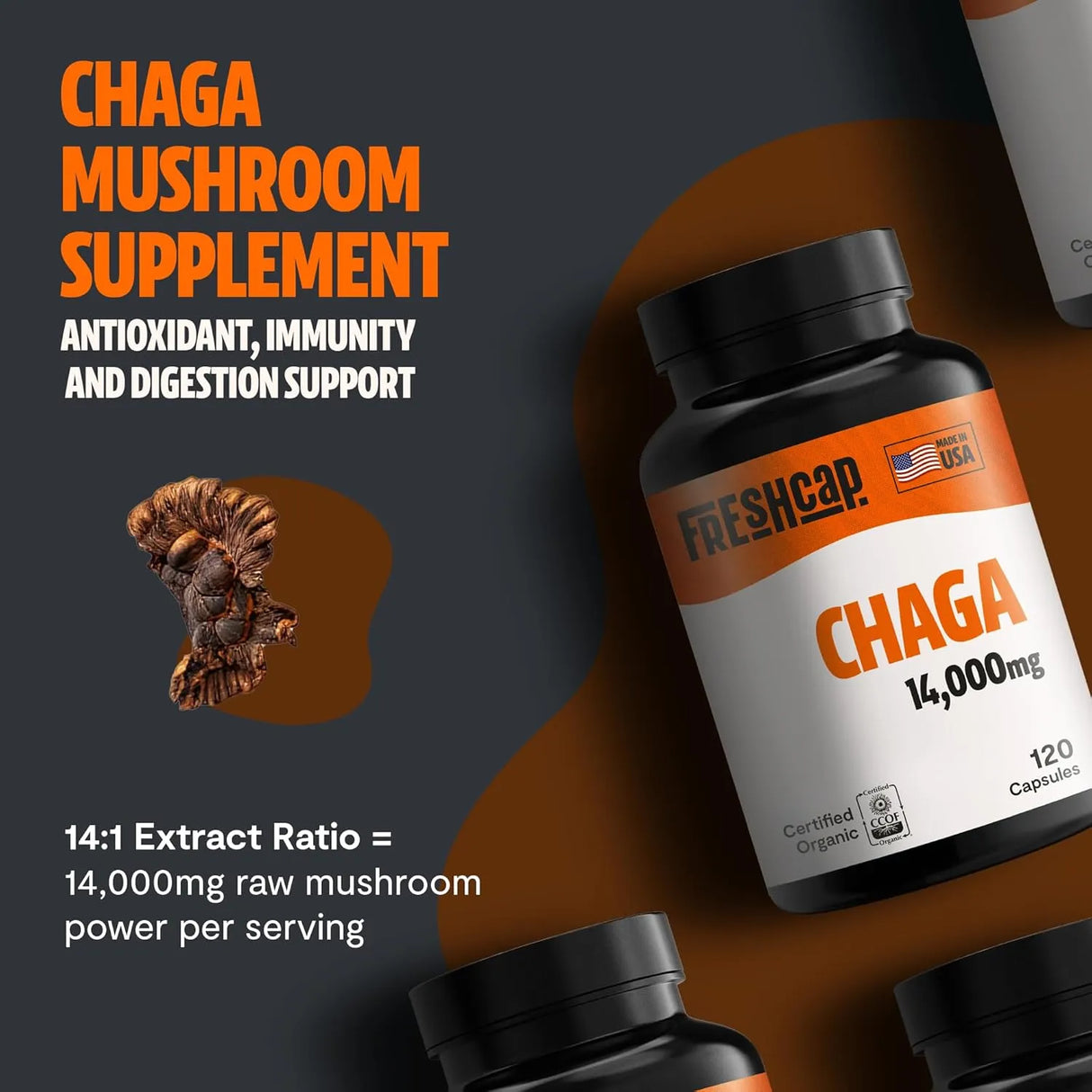 FRESHCAP - FreshCap Chaga Mushrooms 14,000Mg. 120 Capsulas - The Red Vitamin MX - Suplementos Alimenticios - {{ shop.shopifyCountryName }}