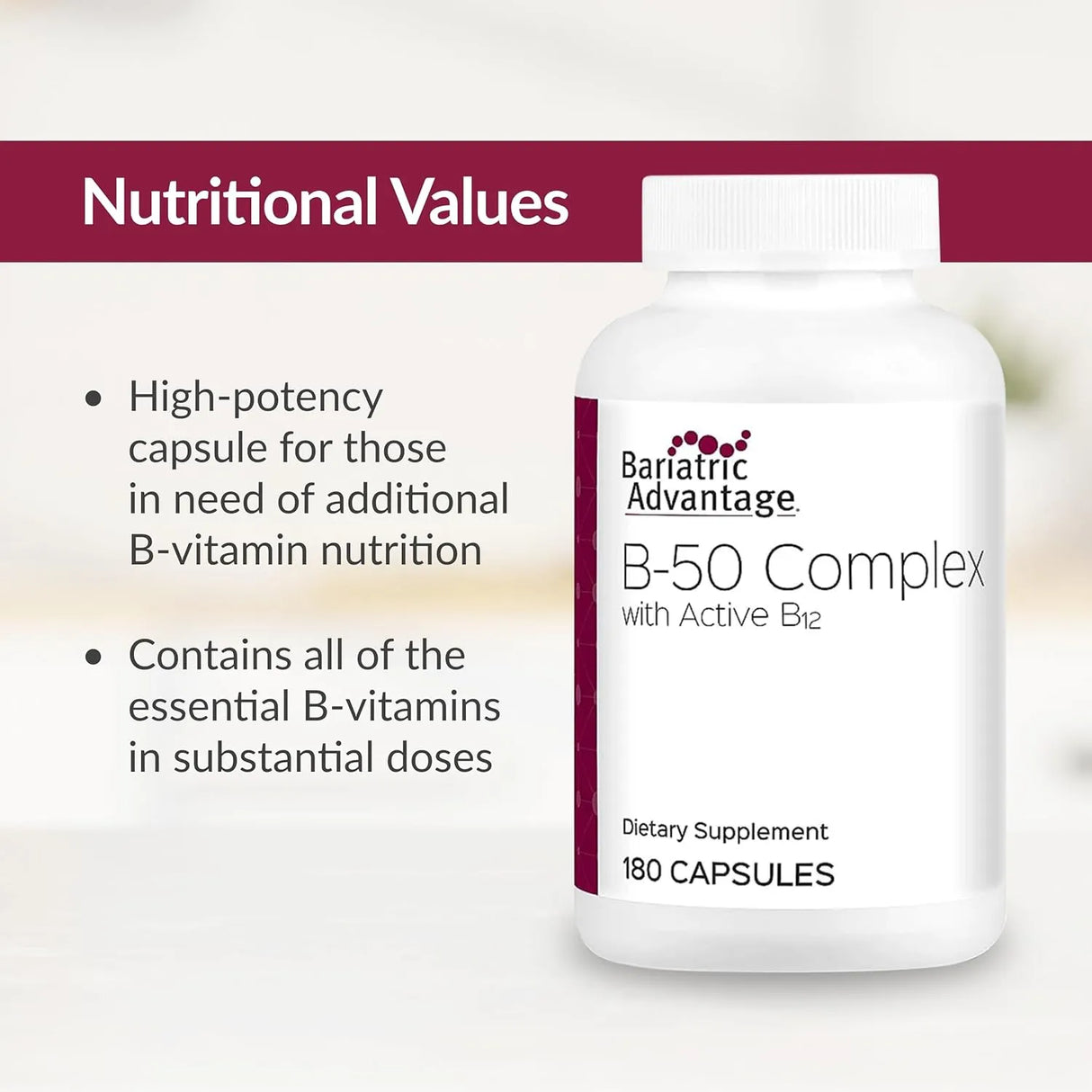BARIATRIC FUSION - Bariatric Advantage B-50 Complex with Active B12 180 Capsulas - The Red Vitamin MX - Suplementos Alimenticios - {{ shop.shopifyCountryName }}