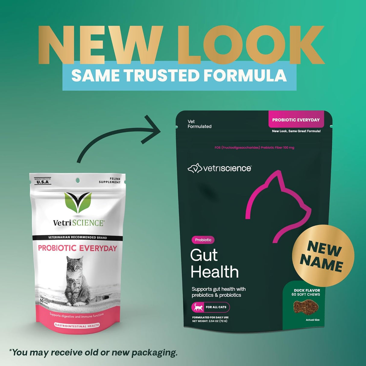 VetriScience Gut Health Probiotic & Prebiotic Digestive for Cats 60 Masticables