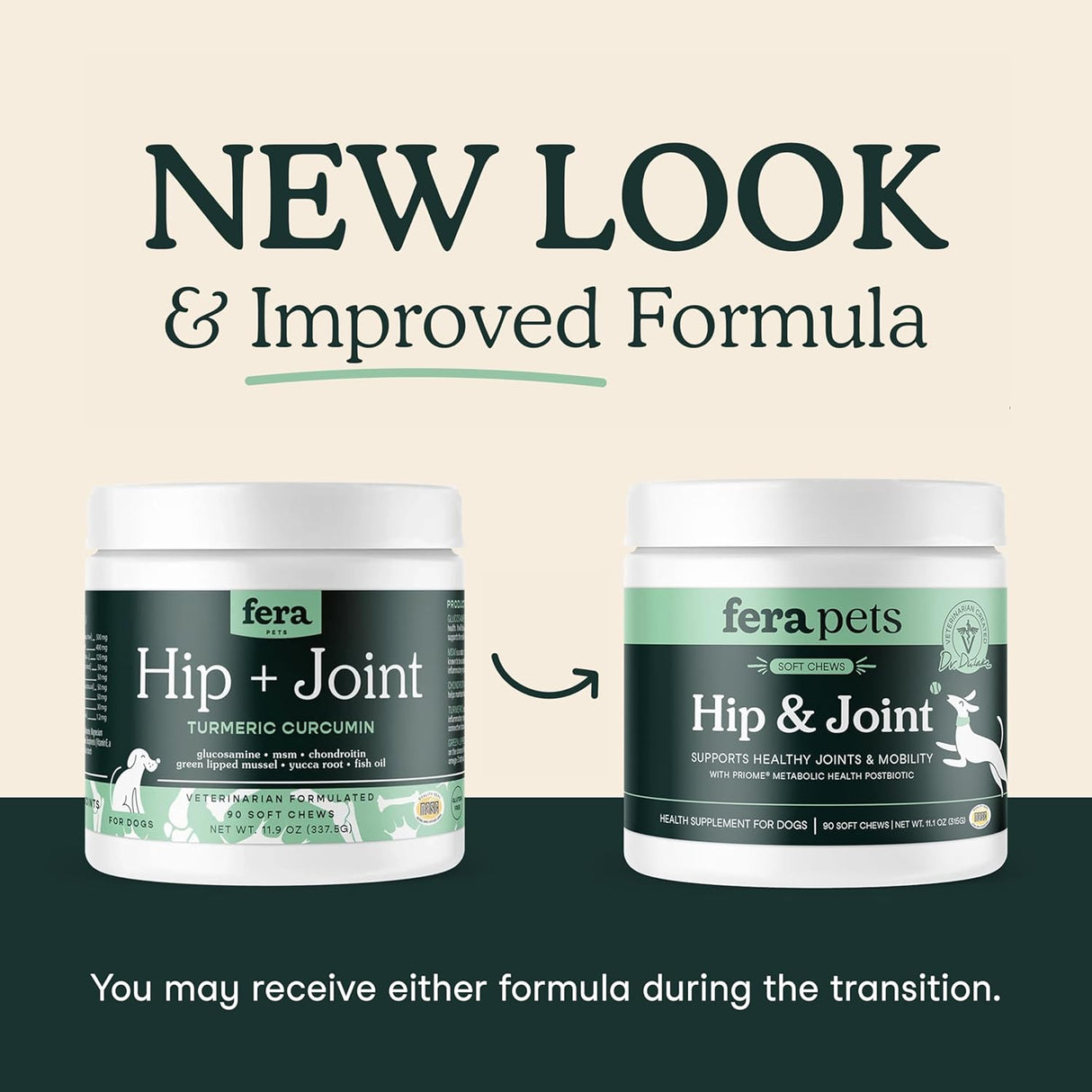 Fera Pet Organics Hip and Joint Supplement for Dogs 90 Masticables