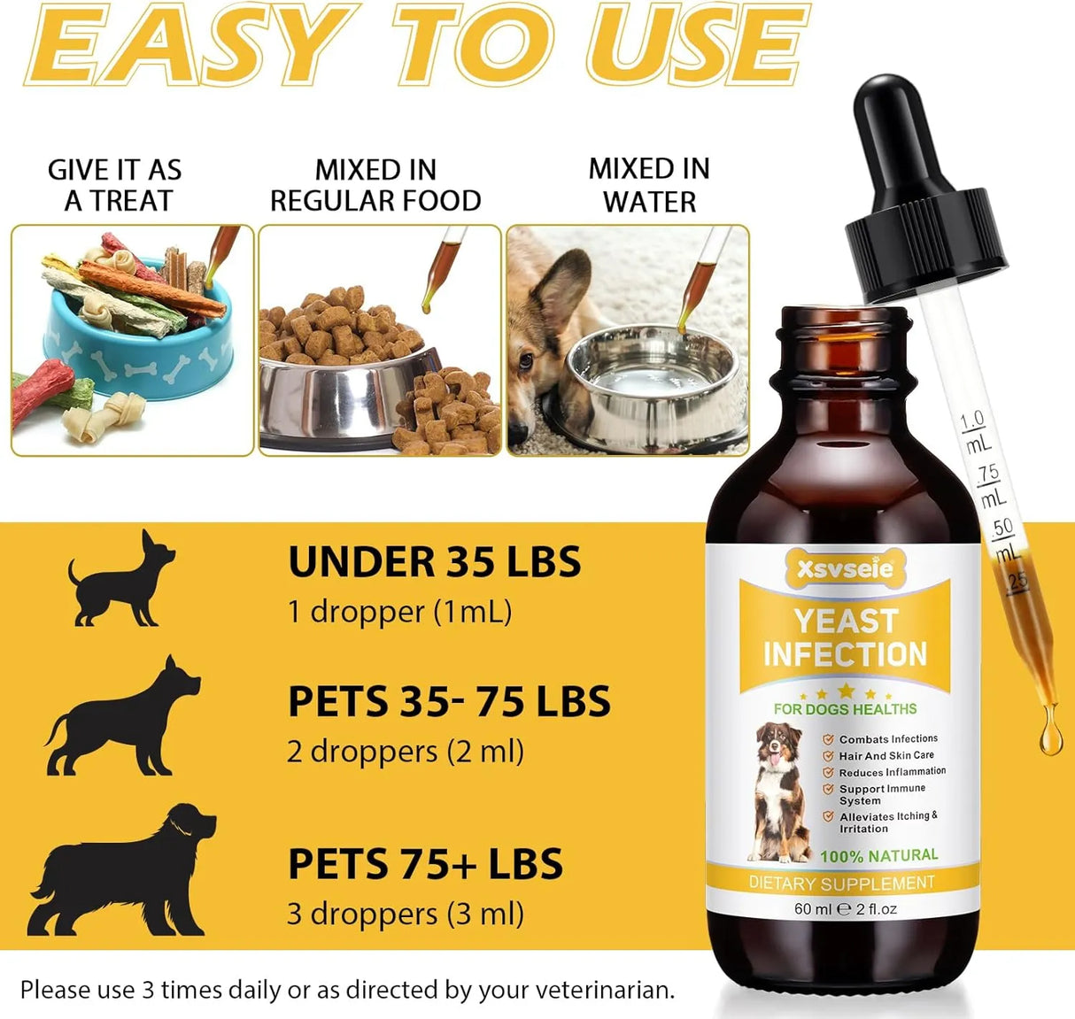 XSVSEIE - Xsvseie Yeast Infection Treatment for Dogs 2 Fl.Oz. - The Red Vitamin MX - Cuidado Del Oído De Perros - {{ shop.shopifyCountryName }}