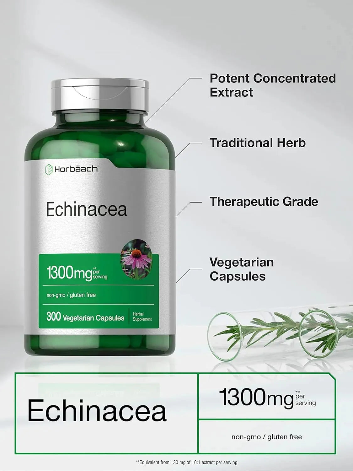 HORBAACH - Horbaach Echinacea Extract 1300Mg. 300 Capsulas - The Red Vitamin MX - Suplementos Alimenticios - {{ shop.shopifyCountryName }}