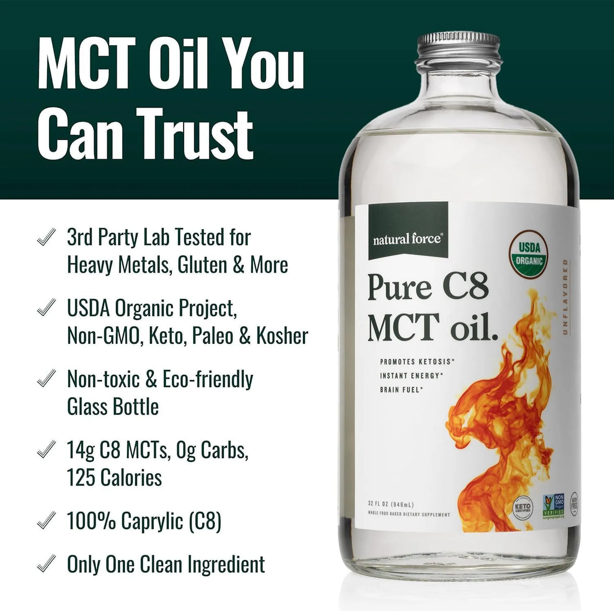 NATURAL FORCE - Natural Force Organic Pure C8 MCT Oil 946Ml. - The Red Vitamin MX - Suplementos Alimenticios - {{ shop.shopifyCountryName }}
