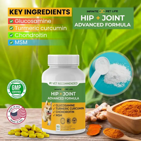 INFINITE PET - Infinite Pet Advanced Hip and Joint Supplement for Dogs 90 Tabletas Masticables - The Red Vitamin MX - Cuidado De Cadera Y Articulaciones Para Perros - {{ shop.shopifyCountryName }}
