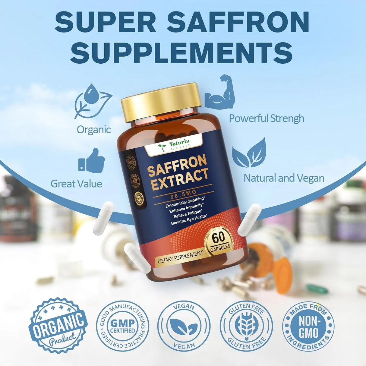 TOTARIA - Totaria Organic Saffron 88.5Mg. 60 Capsulas - The Red Vitamin MX - Suplementos Alimenticios - {{ shop.shopifyCountryName }}