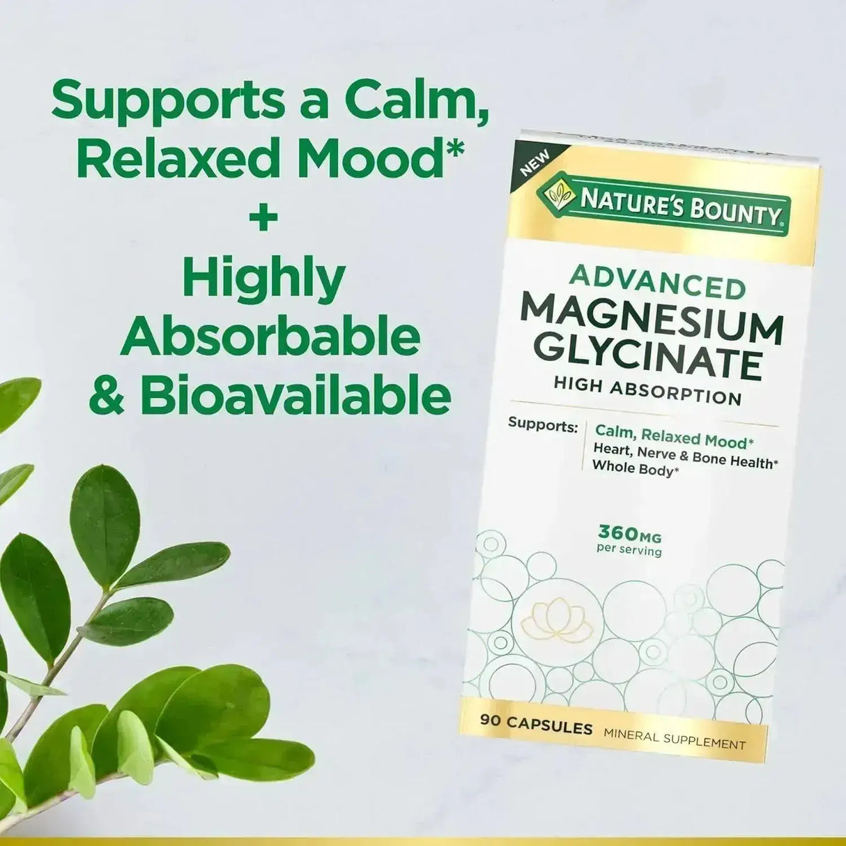 NATURE'S BOUNTY - Nature's Bounty High Absorption Magnesium Glycinate 360Mg. 90 Capsulas - The Red Vitamin MX - Suplementos Alimenticios - {{ shop.shopifyCountryName }}