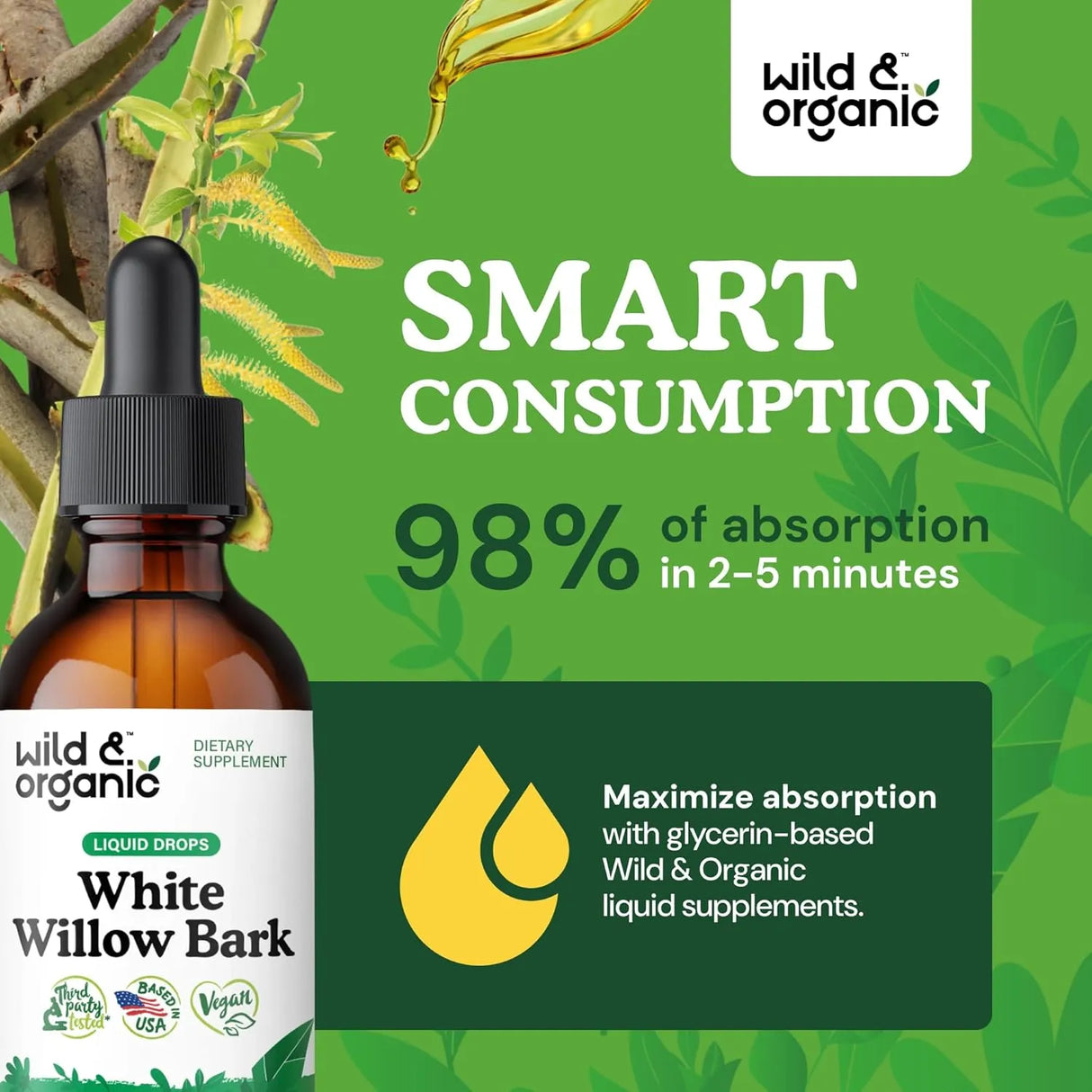 WILD & ORGANIC - Wild & Organic White Willow Bark Extract Liquid Drops 2 Fl.Oz. - The Red Vitamin MX - Suplementos Alimenticios - {{ shop.shopifyCountryName }}