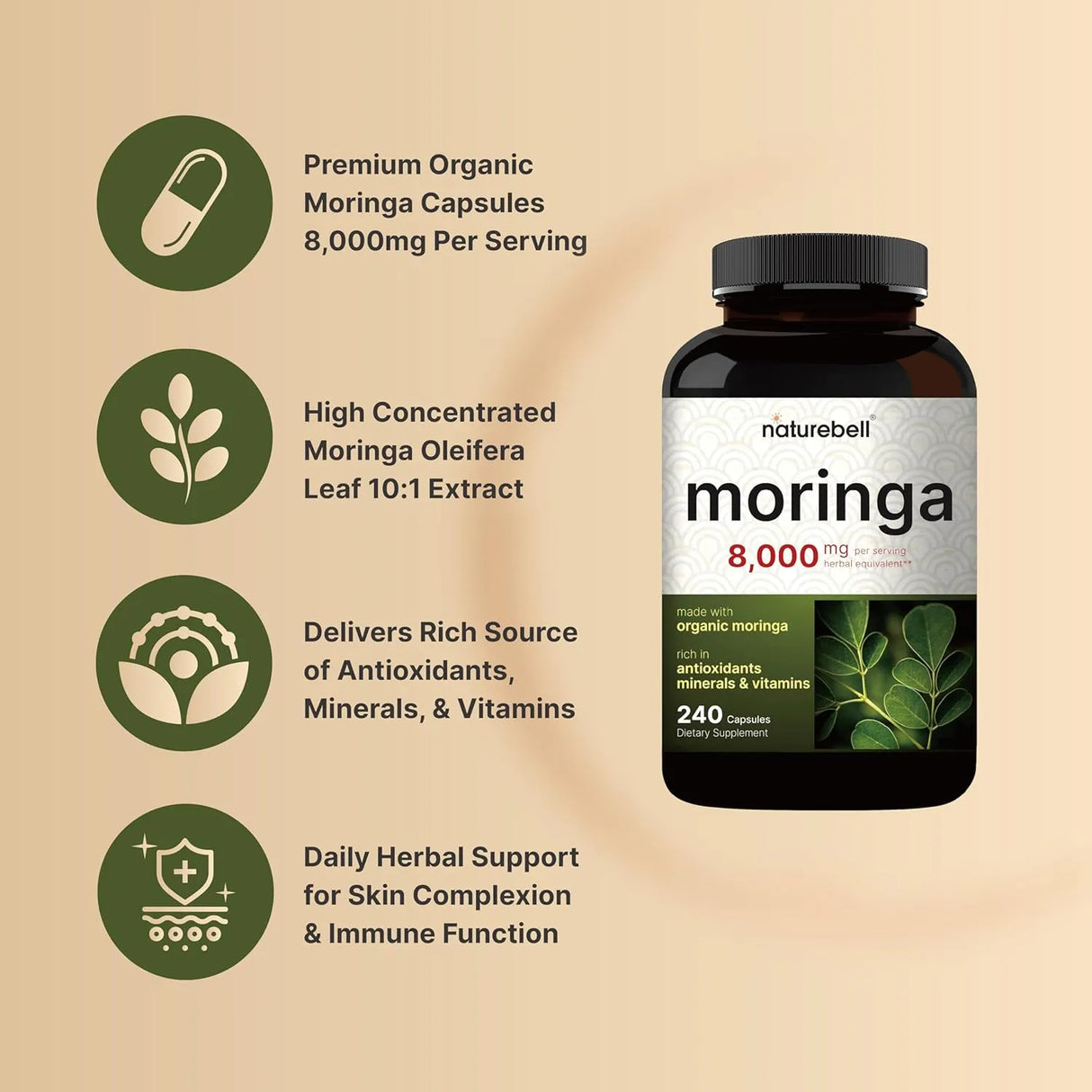 NATUREBELL - NatureBell Moringa 8000Mg. 240 Capsulas - The Red Vitamin MX - Suplementos Alimenticios - {{ shop.shopifyCountryName }}