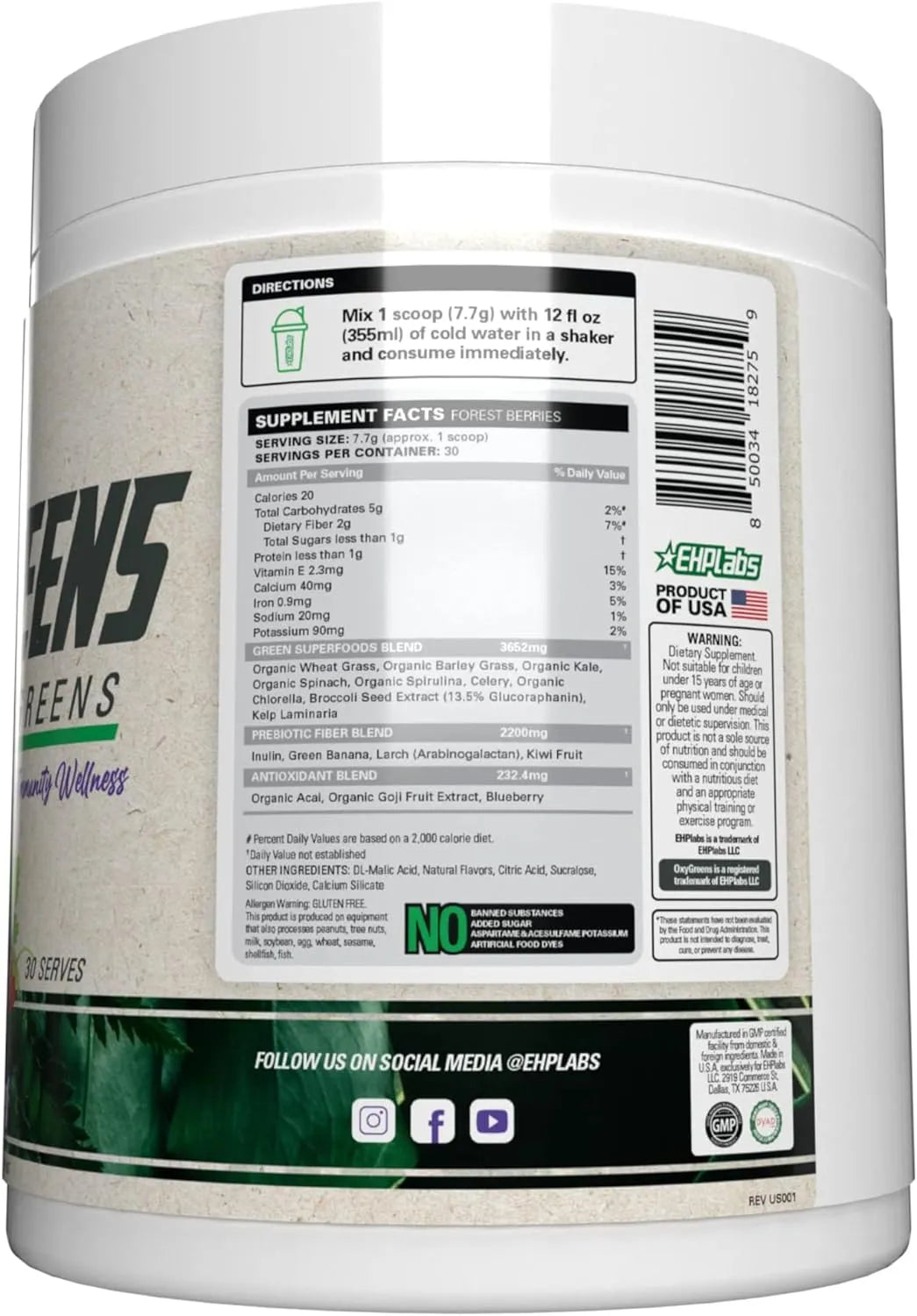 EHPLABS - EHP Labs OxyGreens Super Greens Powder 30 Servicios Forest Berries 231Gr. - The Red Vitamin MX - Suplementos Alimenticios - {{ shop.shopifyCountryName }}