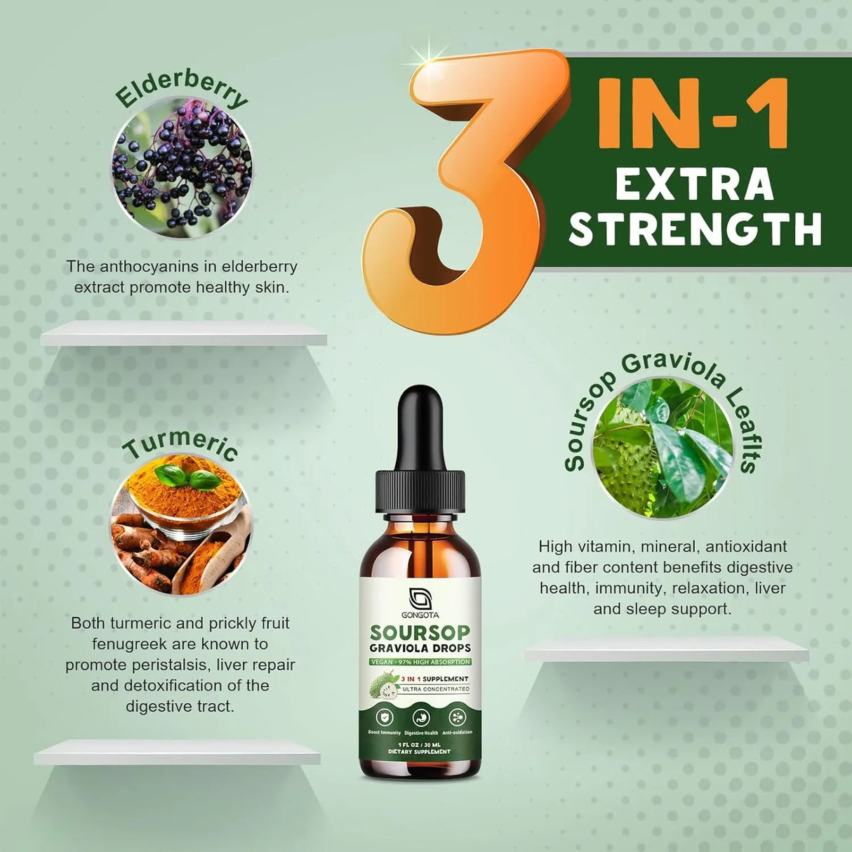 GONGOTA - GONGOTA Soursop Graviola Liquid Drops 1 Fl.Oz. 2 Pack - The Red Vitamin MX - Suplementos Alimenticios - {{ shop.shopifyCountryName }}
