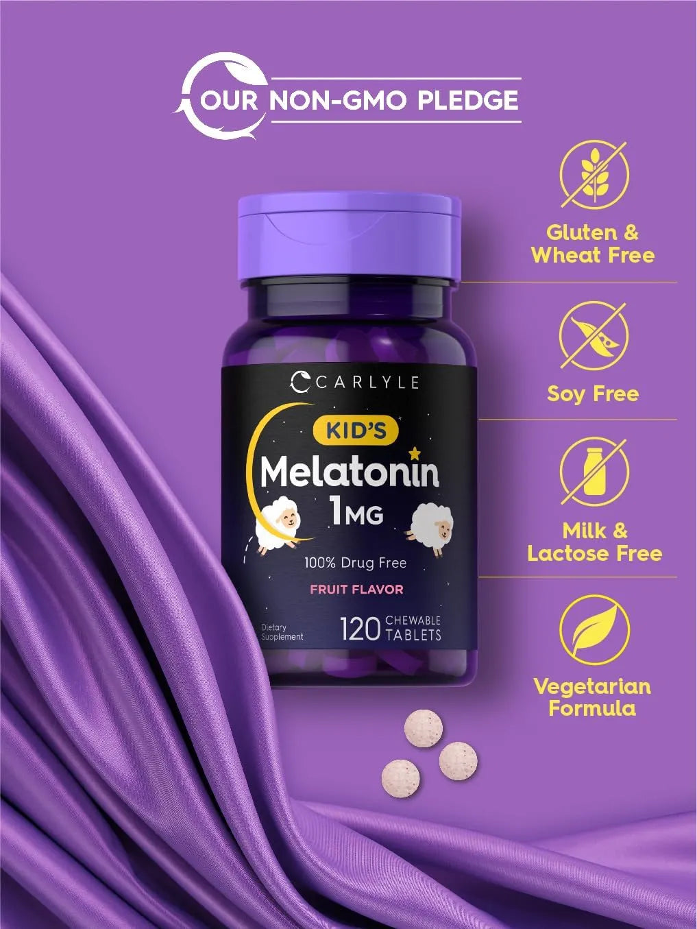 CARLYLE - Carlyle Kids Melatonin 1Mg. 120 Tabletas Masticables - The Red Vitamin MX - Suplementos Alimenticios - {{ shop.shopifyCountryName }}