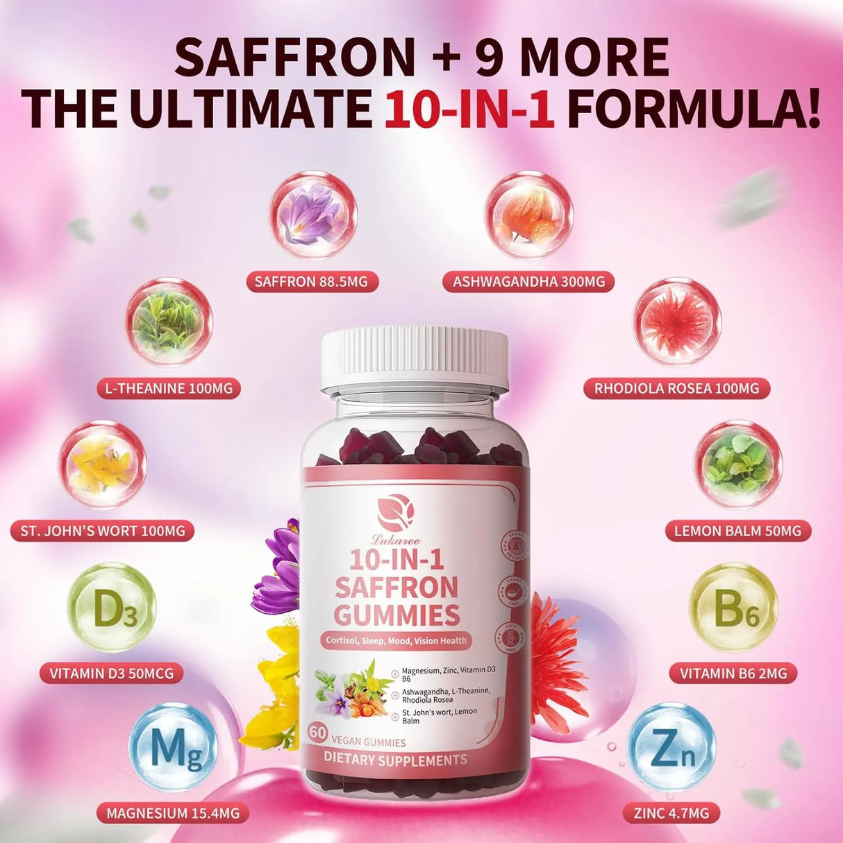 LUKAREE - Lukaree 10 IN 1 Saffron Gummies 60 Gomitas - The Red Vitamin MX - Suplementos Alimenticios - {{ shop.shopifyCountryName }}
