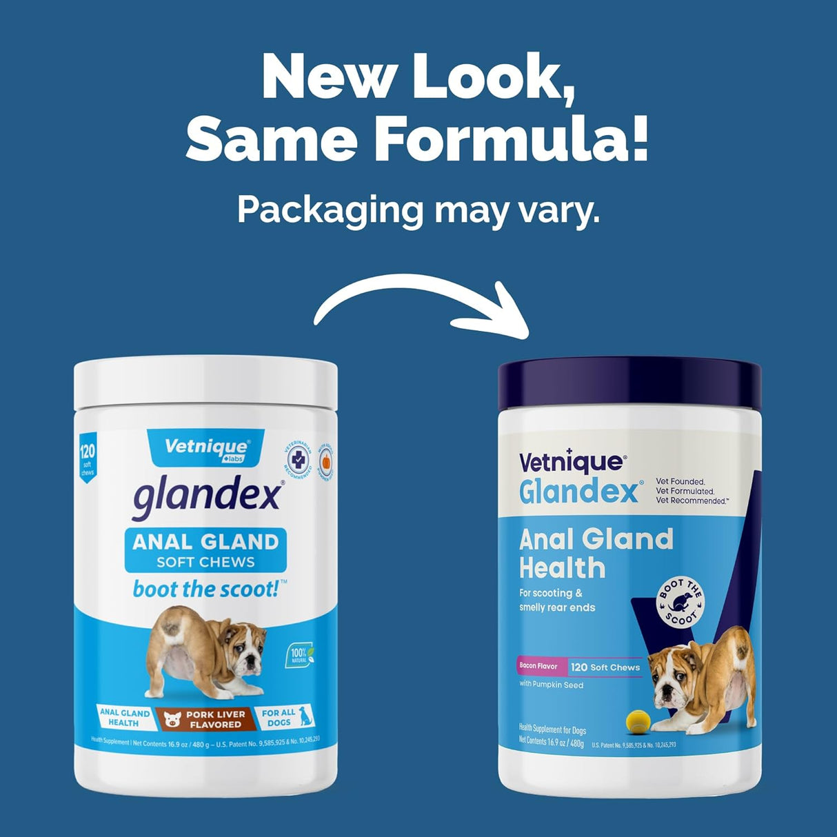 Vetnique Labs Glandex Anal Gland Soft Chew Treats with Pumpkin Bacon Pork 120 Masticables