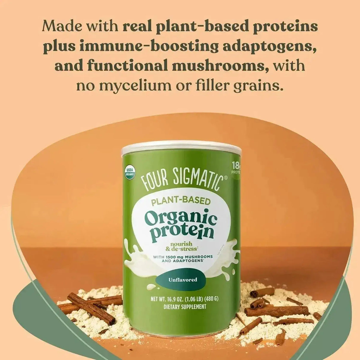 FOUR SIGMATIC - Four Sigmatic Organic Vegan Protein Powder Unflavored 480Gr. - The Red Vitamin MX - Suplementos Alimenticios - {{ shop.shopifyCountryName }}