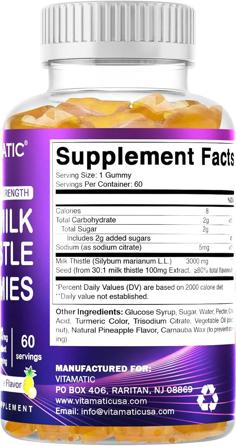 VITAMATIC - Vitamatic Milk Thistle Gummies 3000Mg. 60 Gomitas - The Red Vitamin MX - Suplementos Alimenticios - {{ shop.shopifyCountryName }}