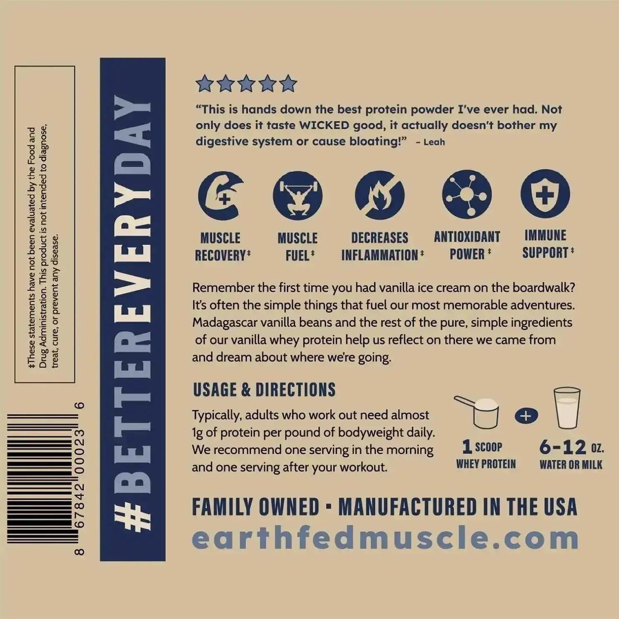 EARTH FED MUSCLE - Earth Fed Muscle Whey Back Vanilla Truly Grass Fed Whey 909Gr. - The Red Vitamin MX - Suplementos Alimenticios - {{ shop.shopifyCountryName }}