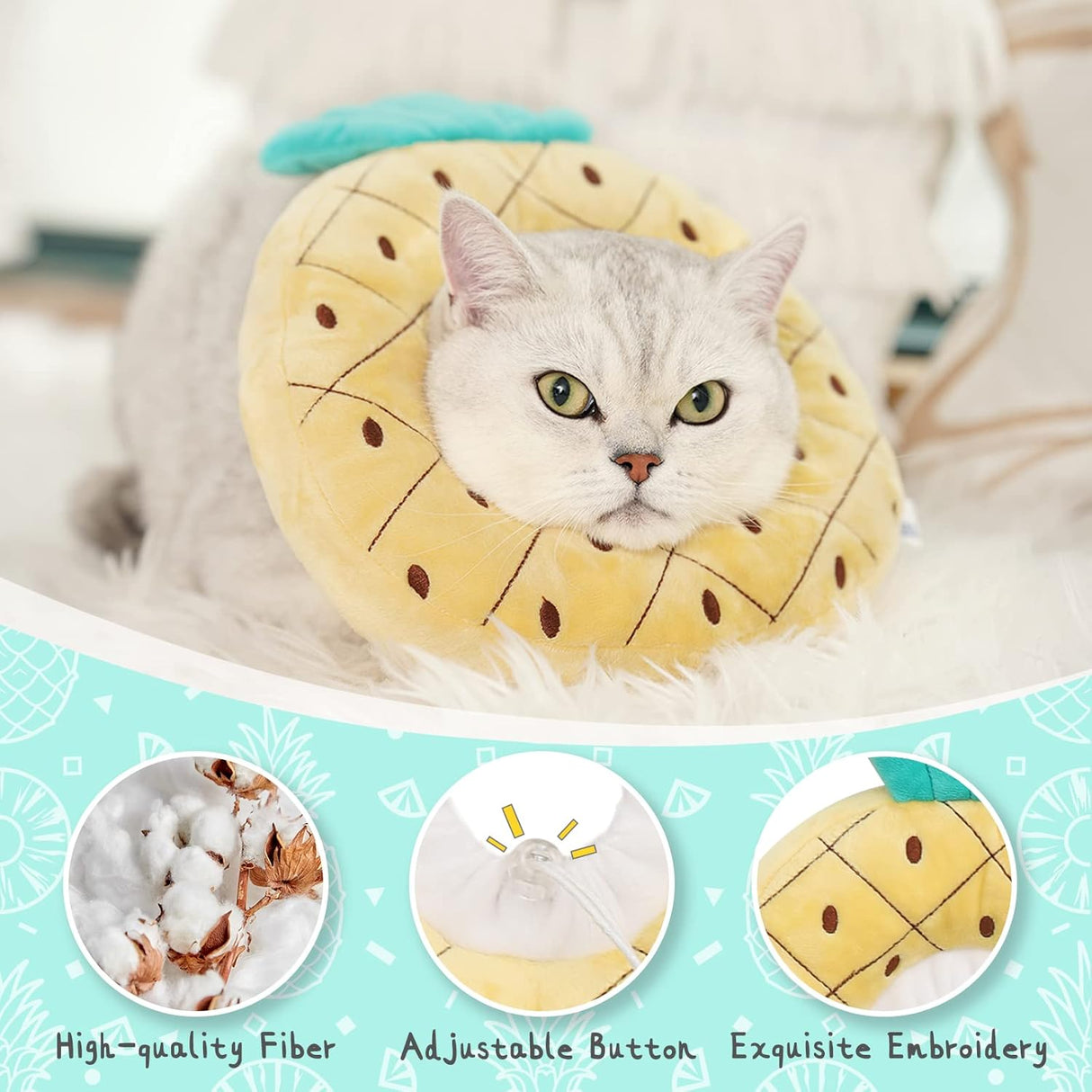 ANWA Adjustable Cat Cone Collar Soft Pineapple Medium