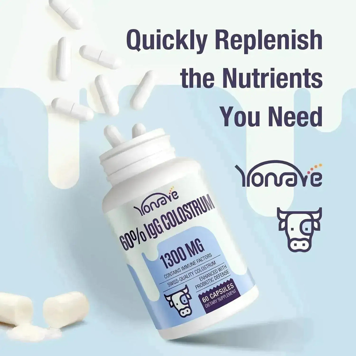 YONRAVE - Yonrave Bovine Colostrum 1300Mg. 60 Capsulas 2 Pack - The Red Vitamin MX - Suplementos Alimenticios - {{ shop.shopifyCountryName }}