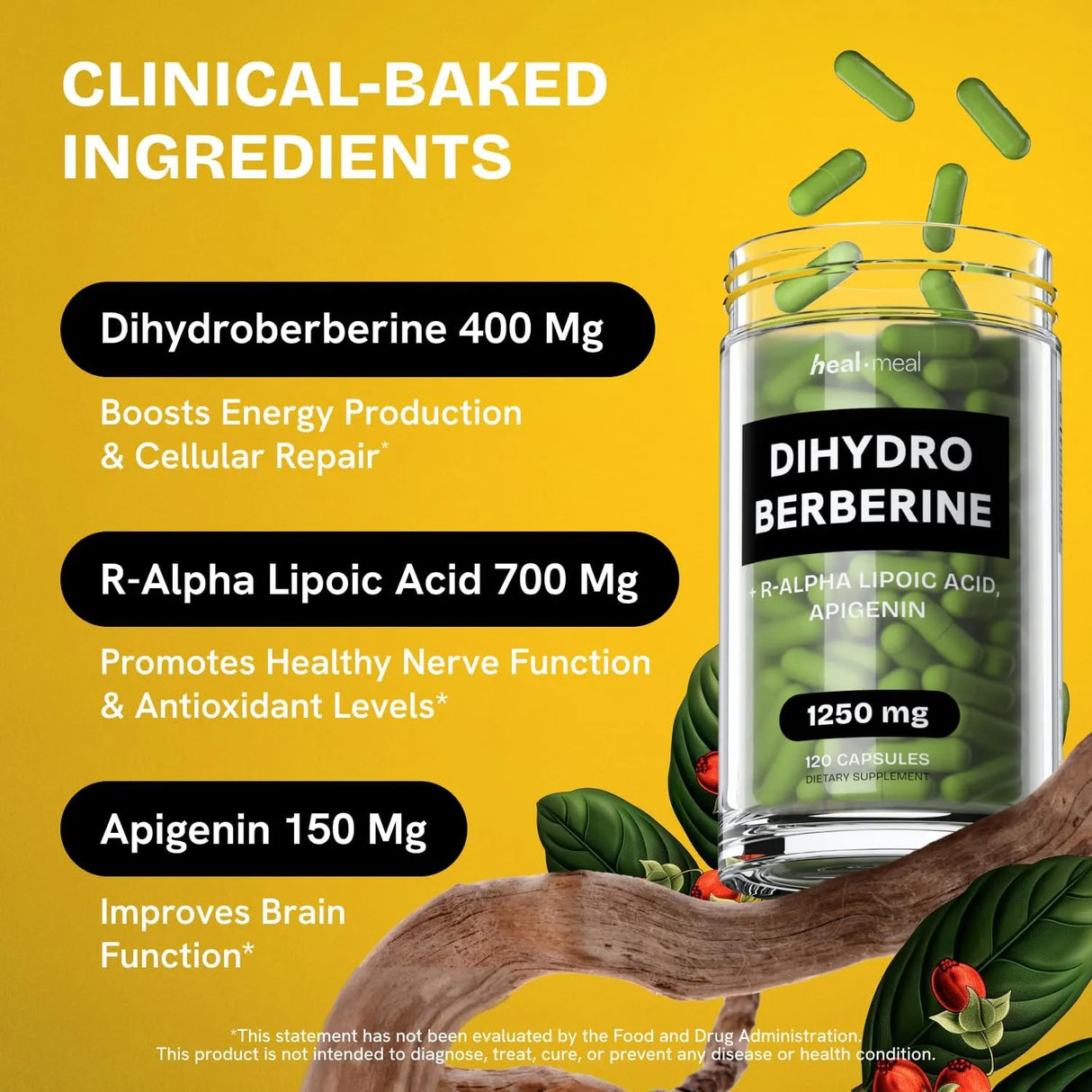 HEALMEAL - HealMeal Dihydroberberine 1,250Mg. 120 Capsulas - The Red Vitamin MX - Suplementos Alimenticios - {{ shop.shopifyCountryName }}