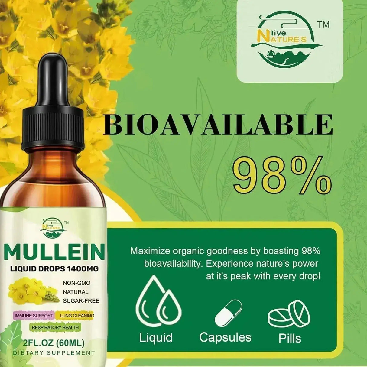 NATURE'S LIVE - Nature's live Mullein Drops for Lungs 2 Fl.Oz. - The Red Vitamin MX - Suplementos Alimenticios - {{ shop.shopifyCountryName }}