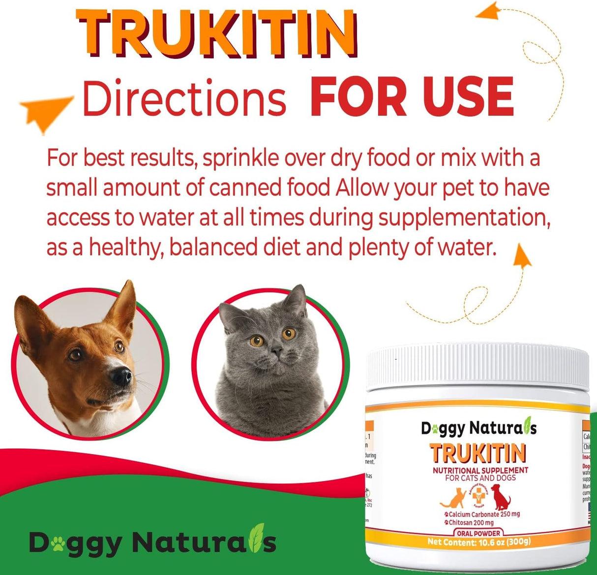 Doggy Naturals Trukitin Chitosin Based Phosphate Binder for Cats & Dogs 300Gr.