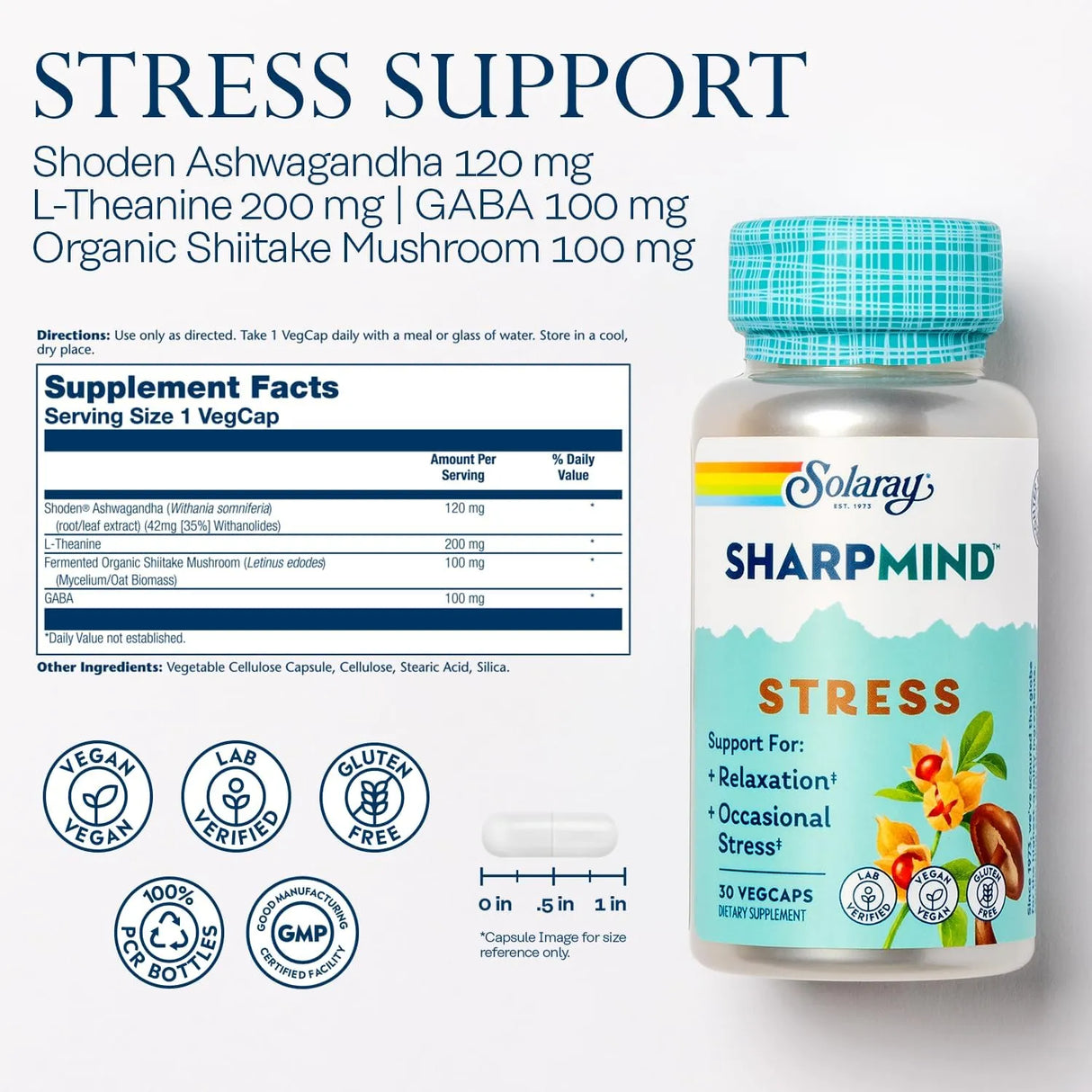 SOLARAY - SOLARAY SharpMind Stress 30 Capsulas - The Red Vitamin MX - Suplementos Alimenticios - {{ shop.shopifyCountryName }}