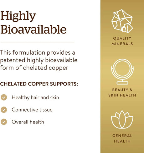 SOLGAR - Solgar Chelated Copper 100 Tabletas - The Red Vitamin MX - Suplementos Alimenticios - {{ shop.shopifyCountryName }}