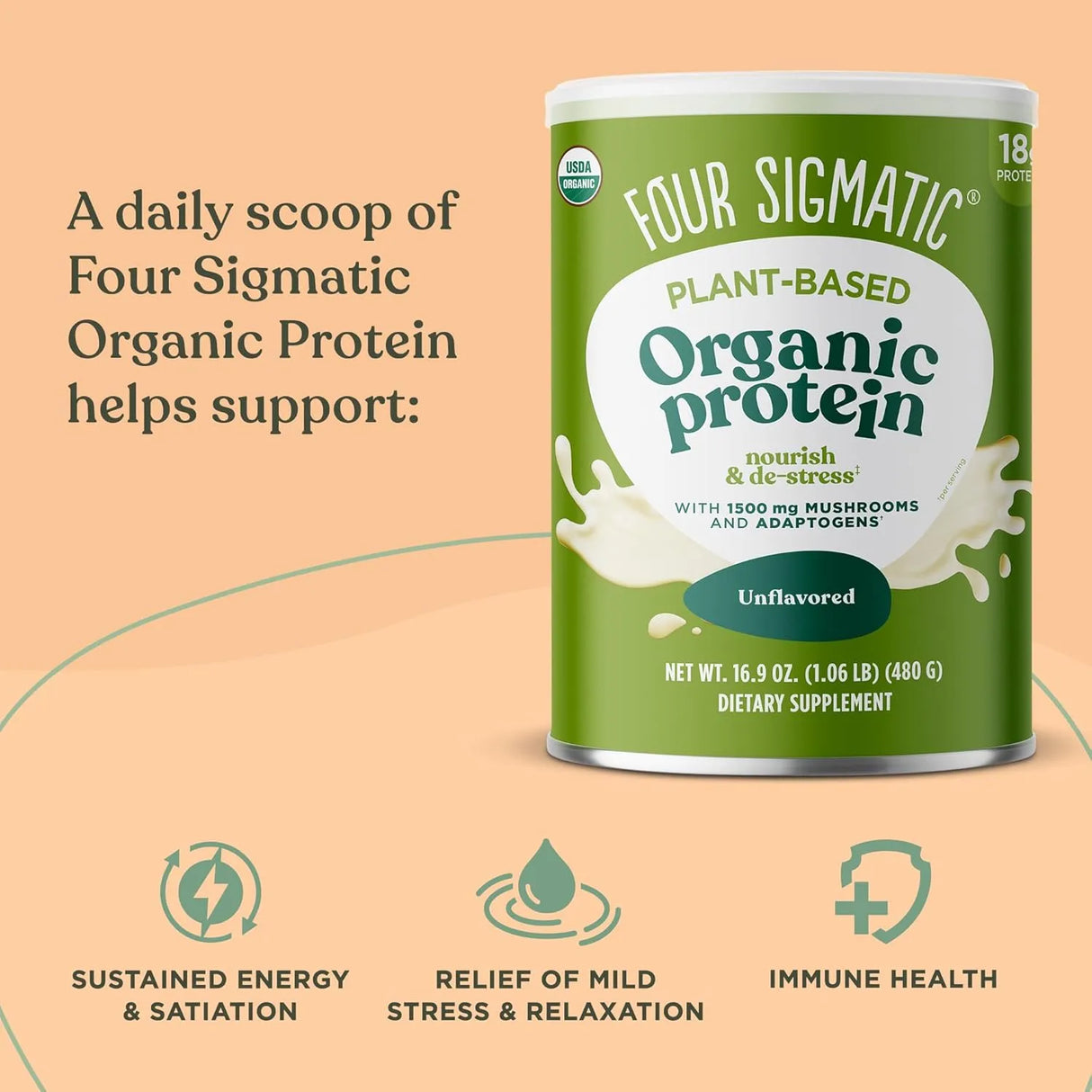 FOUR SIGMATIC - Four Sigmatic Organic Plant-Based Protein Powder 20g Unflavored 480Gr. - The Red Vitamin MX - Suplementos Alimenticios - {{ shop.shopifyCountryName }}