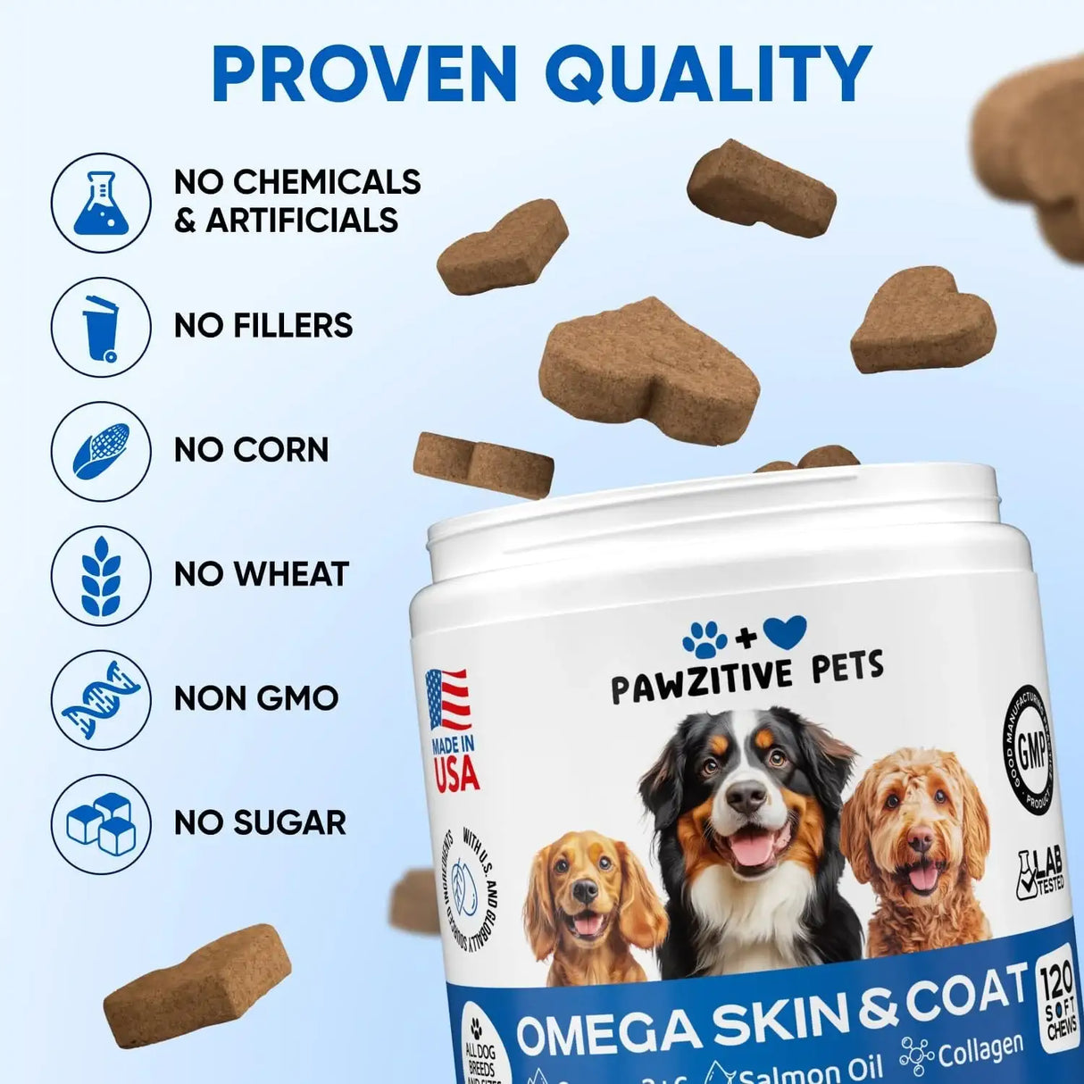 PAWZITIVE PETS - Pawzitive Pets Omega 3 Fish Oil for Dogs Chews 120 Masticables - The Red Vitamin MX - Aceite De Pescado Para Perros - {{ shop.shopifyCountryName }}