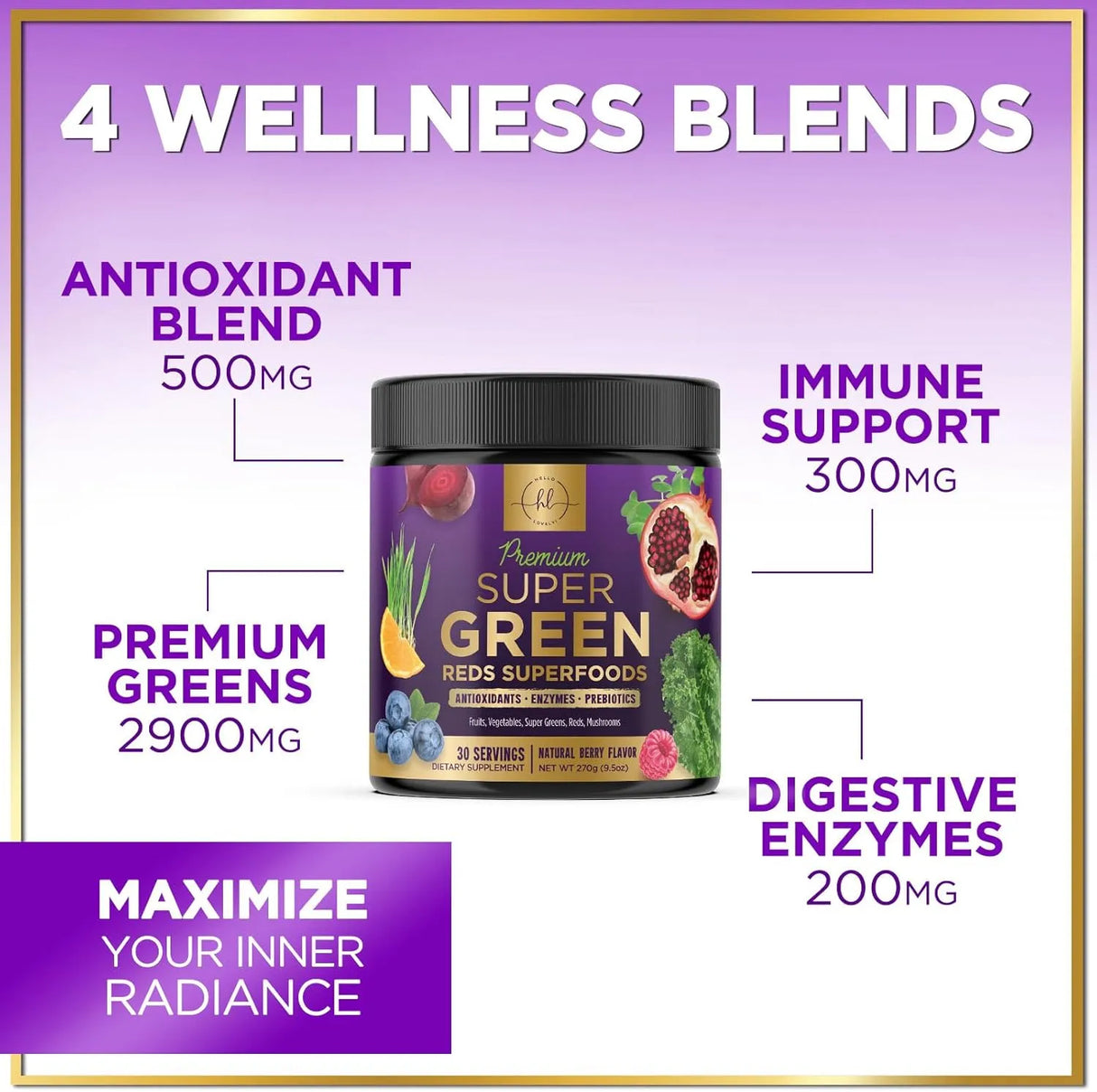 HELLO LOVELY! - Hello Lovely! Greens Superfood Powder 30 Servicios Mixed Berry 270Gr. - The Red Vitamin MX - Suplementos Alimenticios - {{ shop.shopifyCountryName }}