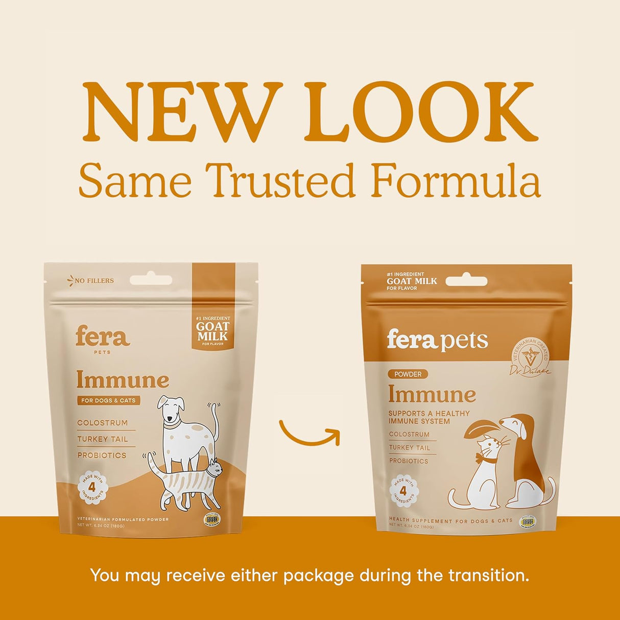 Fera Pet Organics Immune Goat Milk Cat & Dog 60 Servicios 180Gr.