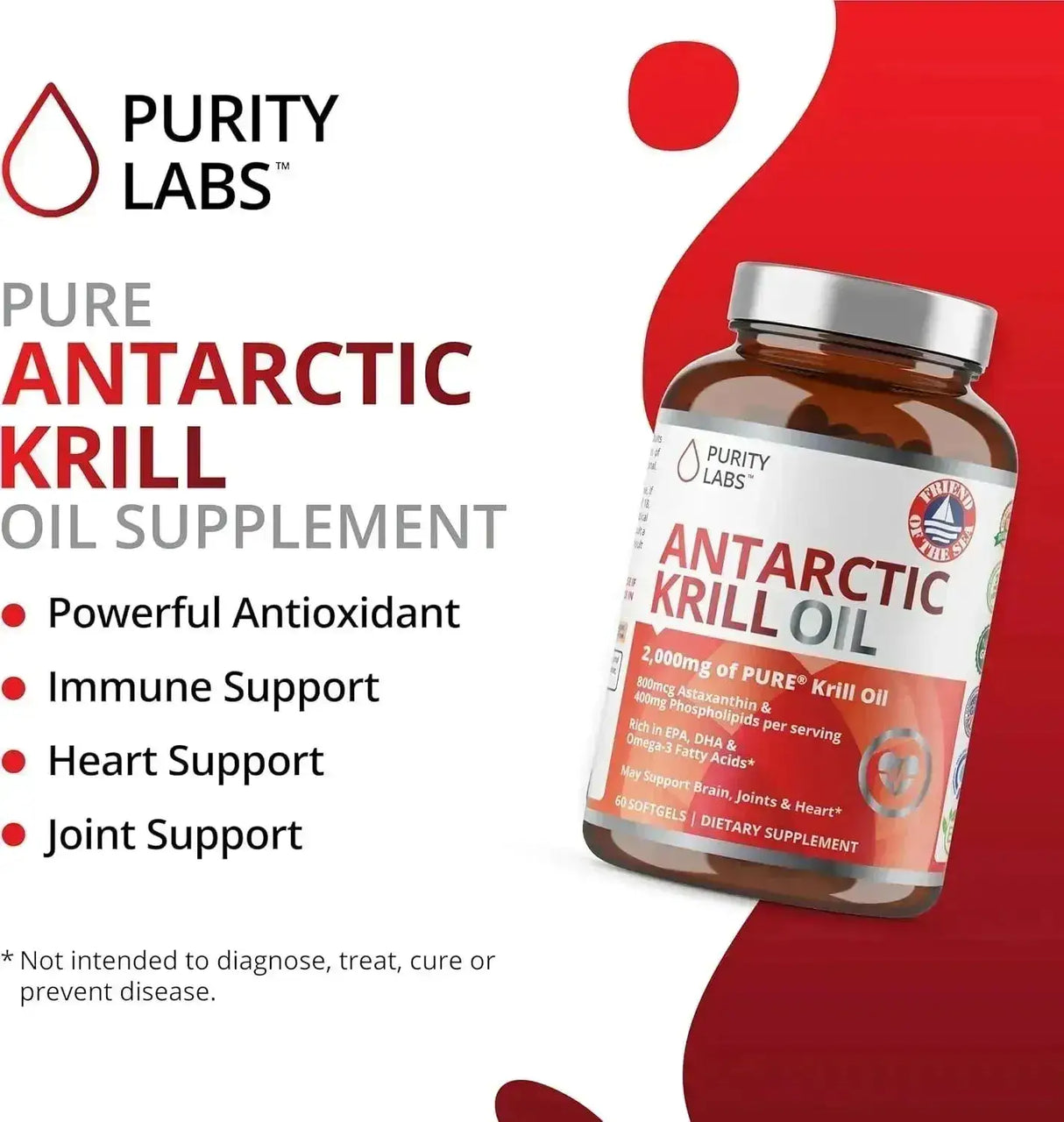 PURITY LABS - Purity Labs Antarctic Krill Oil 2000Mg. 60 Capsulas Blandas - The Red Vitamin MX - Suplementos Alimenticios - {{ shop.shopifyCountryName }}