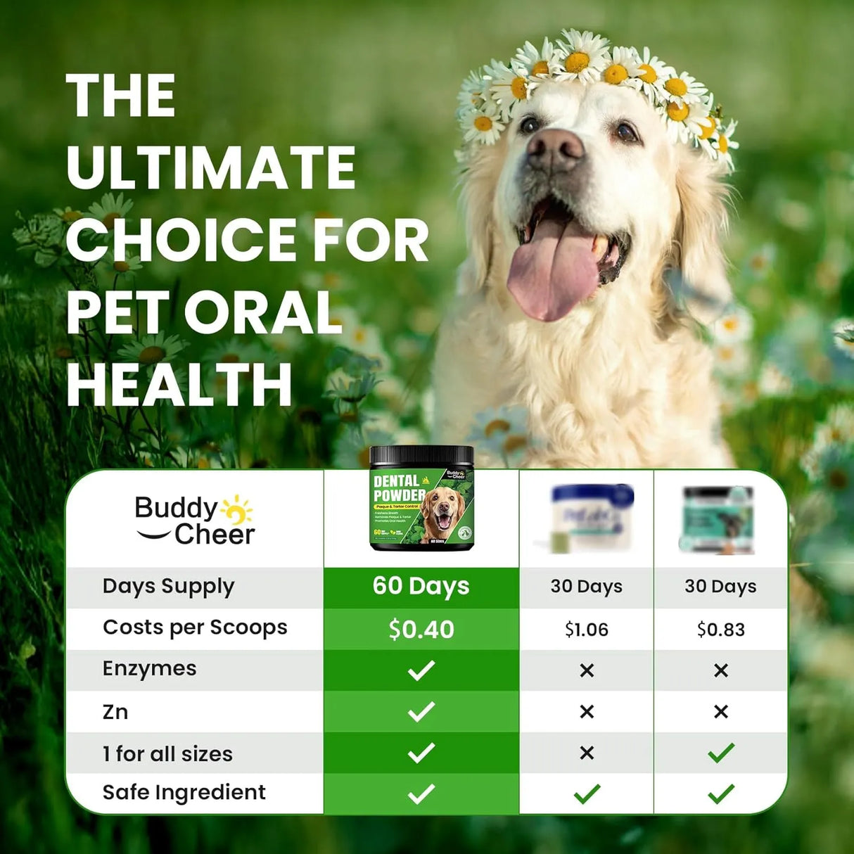 BUDDYCHEER - BuddyCheer Dog Teeth Cleaning Powder 60-Day Supply Mint 150Gr. - The Red Vitamin MX - Cuidado Dental Para Perros - {{ shop.shopifyCountryName }}