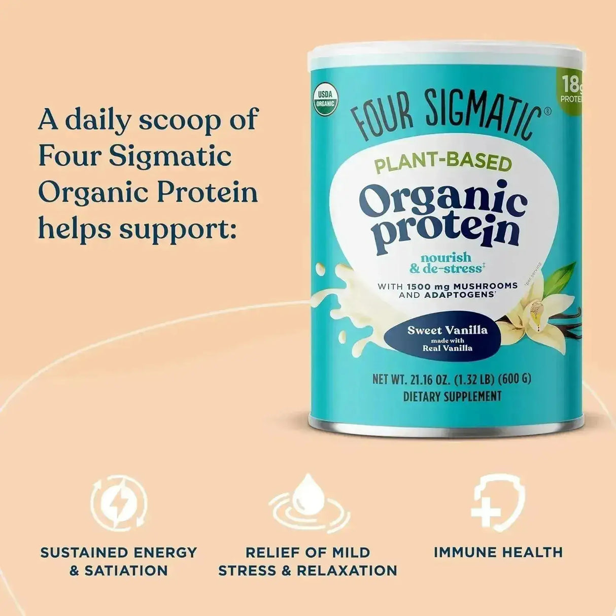 FOUR SIGMATIC - Four Sigmatic Organic Vegan Protein Powder Sweet Vanilla 600Gr. - The Red Vitamin MX - Suplementos Alimenticios - {{ shop.shopifyCountryName }}