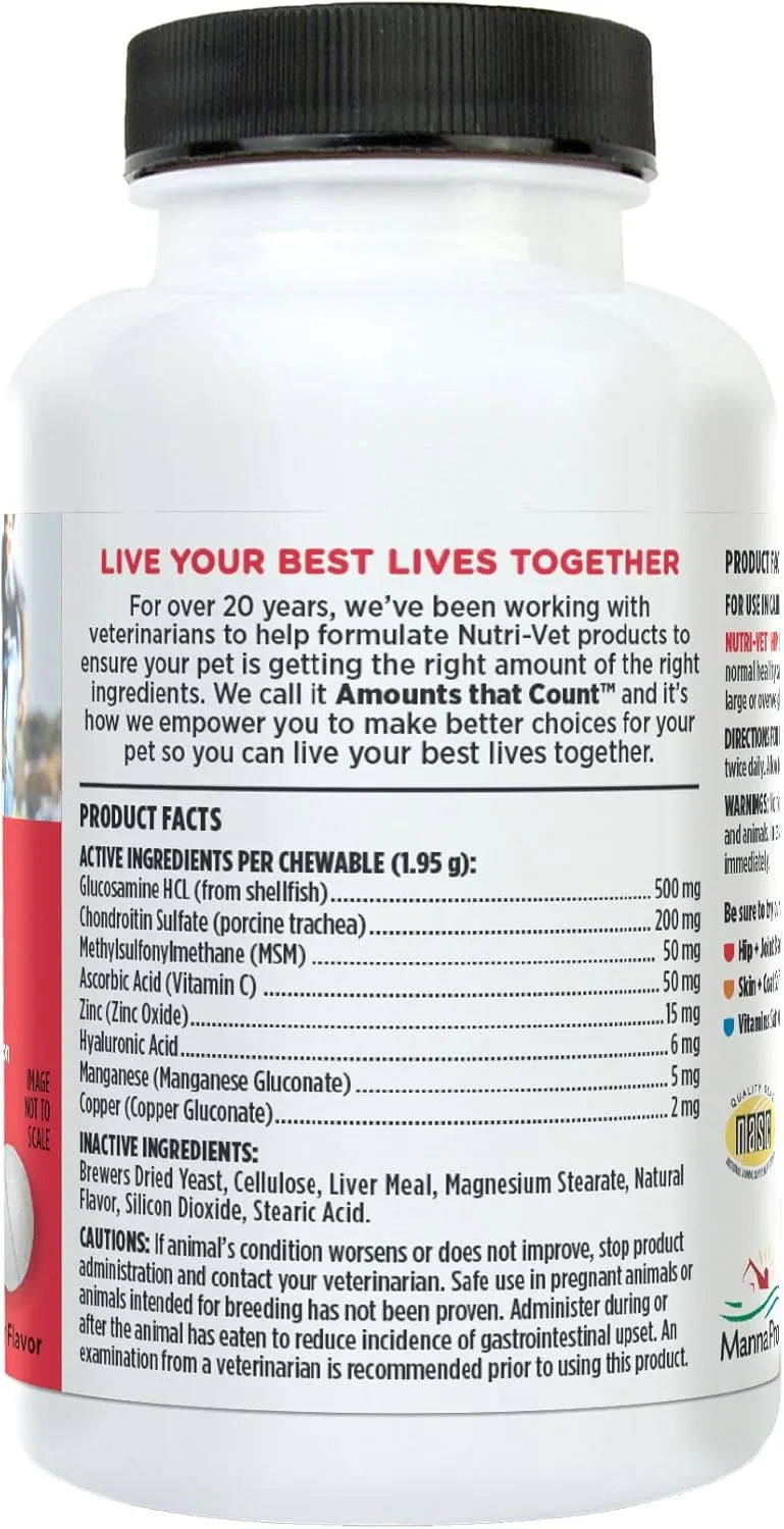NUTRI-VET - Nutri-Vet Hip & Joint Chewable Dog Extra Strength 75 Tabletas Masticables - The Red Vitamin MX - Cuidado De Cadera Y Articulaciones Para Perros - {{ shop.shopifyCountryName }}