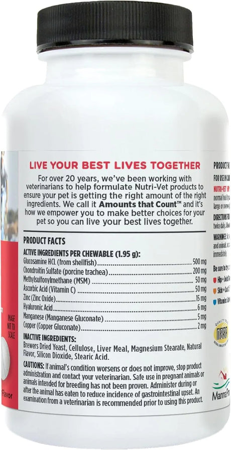 NUTRI-VET - Nutri-Vet Hip & Joint Chewable Dog Extra Strength 75 Tabletas Masticables - The Red Vitamin MX - Cuidado De Cadera Y Articulaciones Para Perros - {{ shop.shopifyCountryName }}